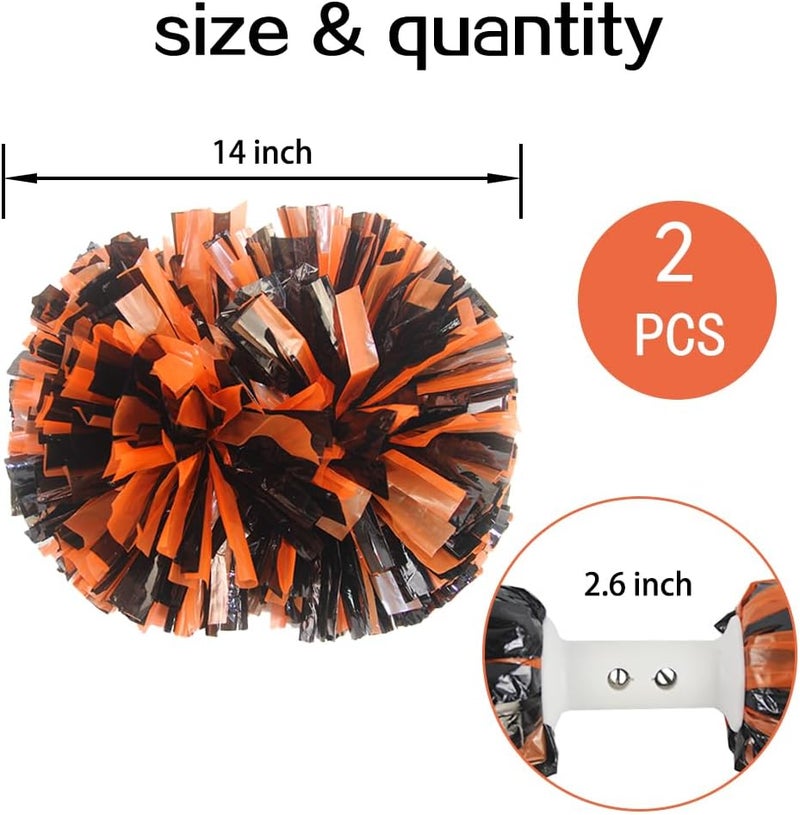Hooshing 2PCS Pom Poms Cheerleading Professional Cheer Pom Poms with Baton Handle (No Zip Tie) for Cheer Squad Team Sports Spirited Party Dance Training - Image 2